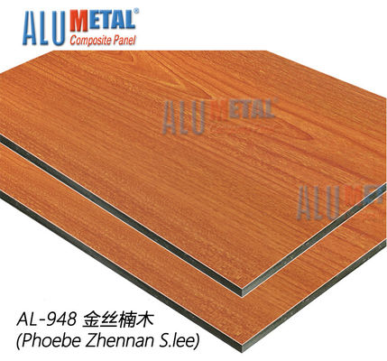 AA5005 ACP clasificado fuego cubre el final compuesto 1220m m de aluminio decorativo 8M M de madera del panel