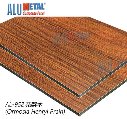 AA5005 ACP clasificado fuego cubre el final compuesto 1220m m de aluminio decorativo 8M M de madera del panel