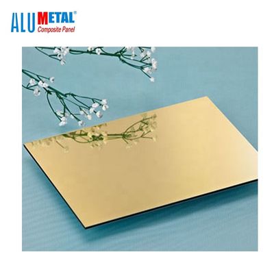 Hoja compuesta de aluminio de oro del espejo B1 de 1220 x de 2440m m base gruesa del HDPE de 0,5 milímetros