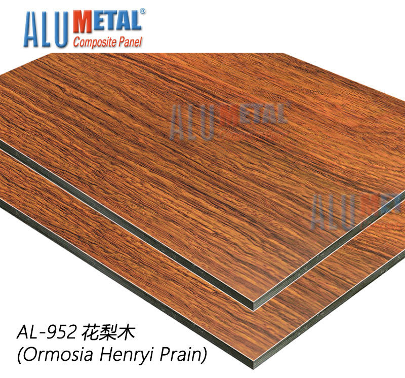 AA5005 ACP clasificado fuego cubre el final compuesto 1220m m de aluminio decorativo 8M M de madera del panel
