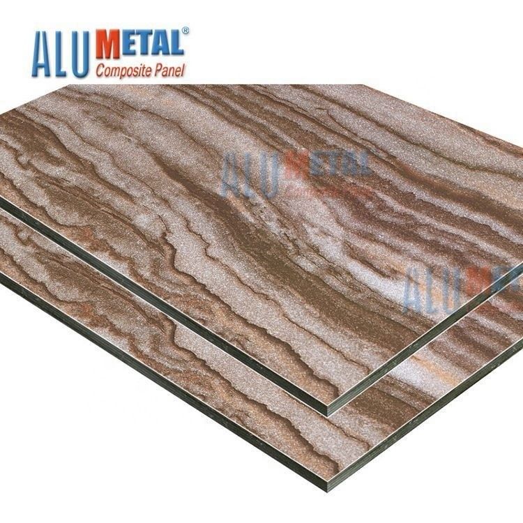 Odm compuesto de aluminio de mármol plástico 6m m de madera del revestimiento de la pared exterior del panel de 0.08m m